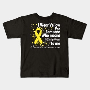 I Wear Yellow Sarcoma Cancer Yellow Ribbon Awareness Kids T-Shirt